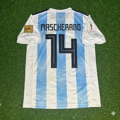 Argentina World Cup 2018 Javier Mascherano #14 Home Retro Football Jersey