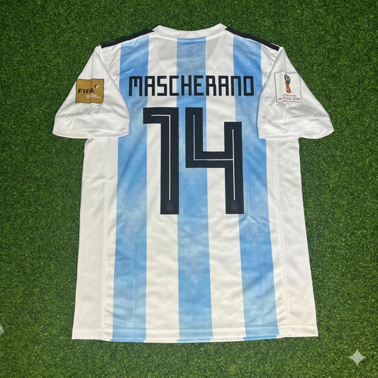Argentina World Cup 2018 Javier Mascherano #14 Home Retro Football Jersey