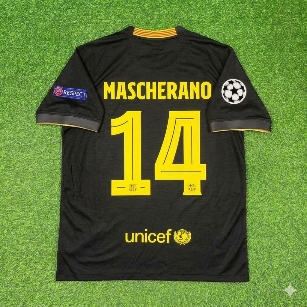 Javier Mascherano #14 Barcelona 2013-2014 Black Retro Football Jersey Kit