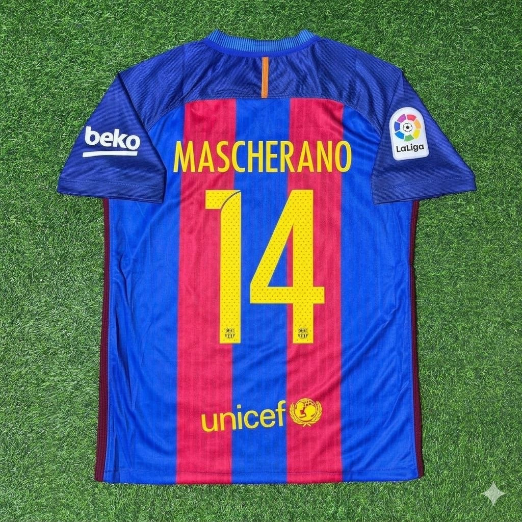Javier Mascherano #14 FC Barcelona 2016-2017 Home Retro Football Jersey Kit