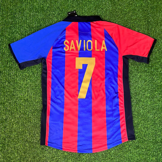 Javier Saviola 7 – Barcelona 2001/2002 Home Retro Kit Jersey Trikot Maillot