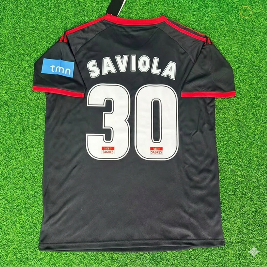 Javier Saviola 30 Benfica 2009/2010 Away Black Retro Football Jersey Kit