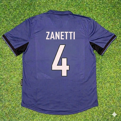 Javier Zanetti #4 Inter Milan 1998-1999 Home Retro Football Jersey Kit