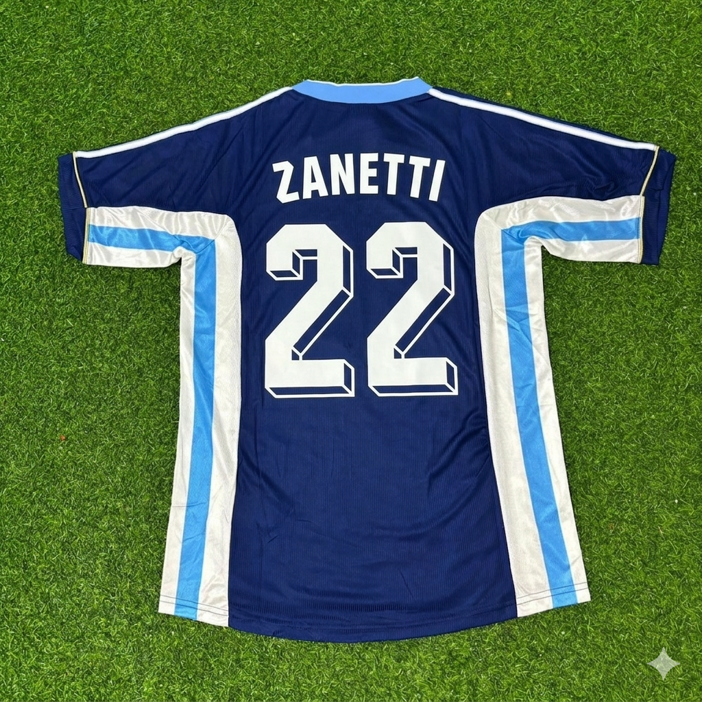 Argentina World Cup 1998 Javier Zanetti #22 Blue Retro Football Jersey