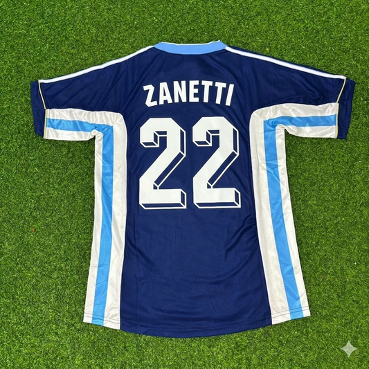 Argentina World Cup 1998 Javier Zanetti #22 Blue Retro Football Jersey