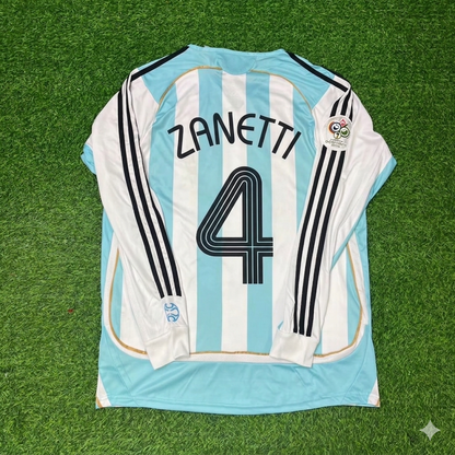 Argentina World Cup 2006 Javier Zanetti #4 Retro Long Sleeve Football Jersey