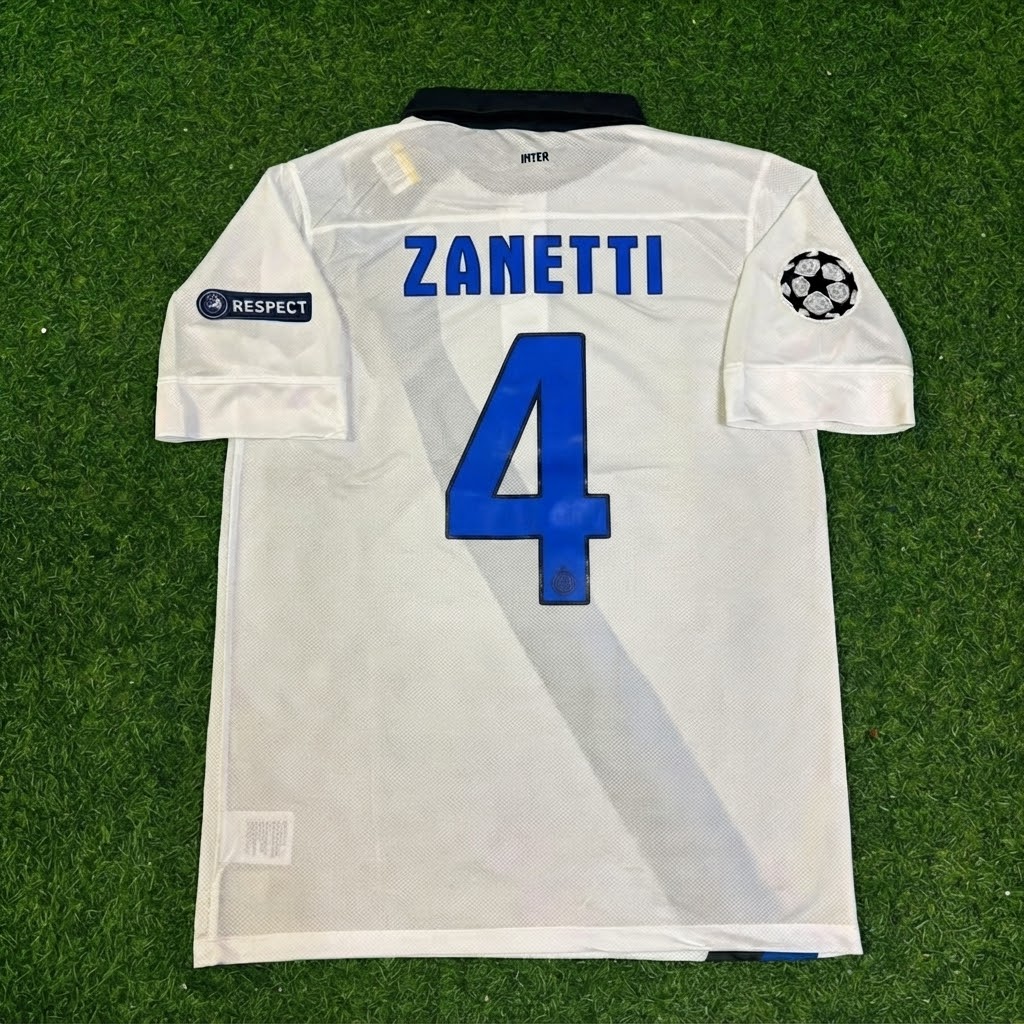 Javier Zanetti #4 Inter 2011-2012 White Away Football Jersey