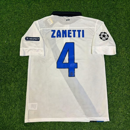 Javier Zanetti #4 Inter 2011-2012 White Away Football Jersey