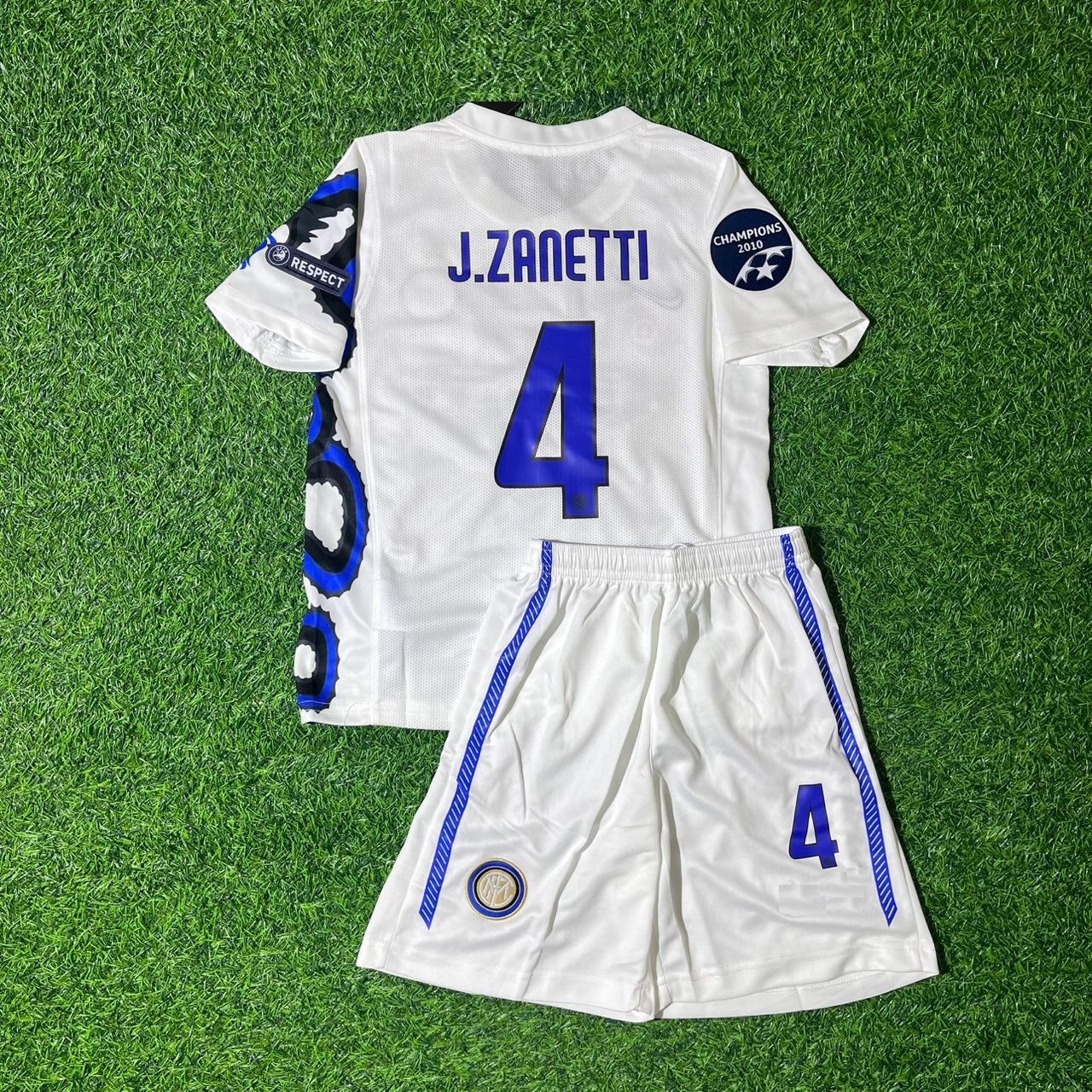 Javier Zanetti Inter Milan 2010/11 White Dragon Kids Retro Football Jersey Collection