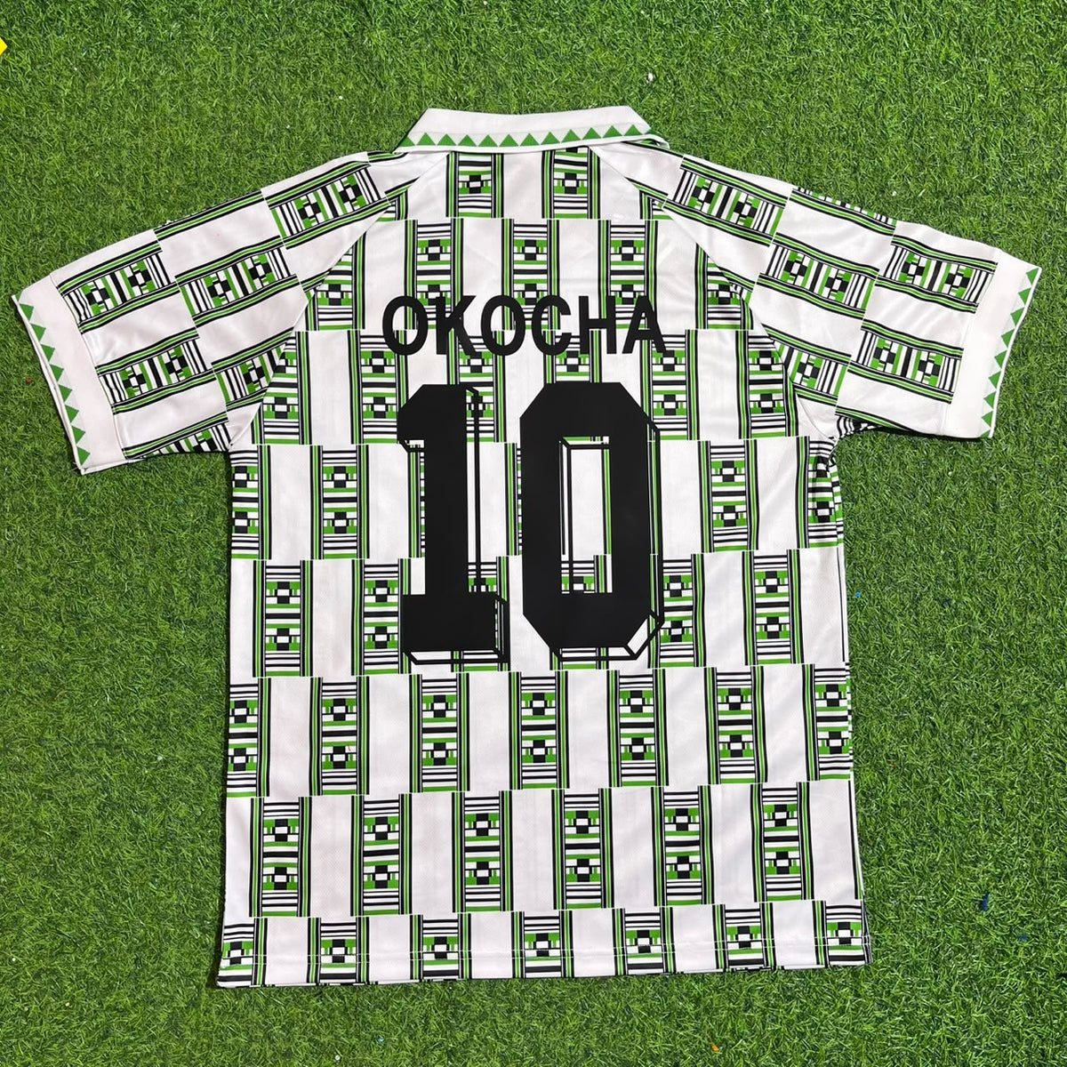 Jay-Jay Okocha Nigeria 1994 Season Away White Retro Football Jersey