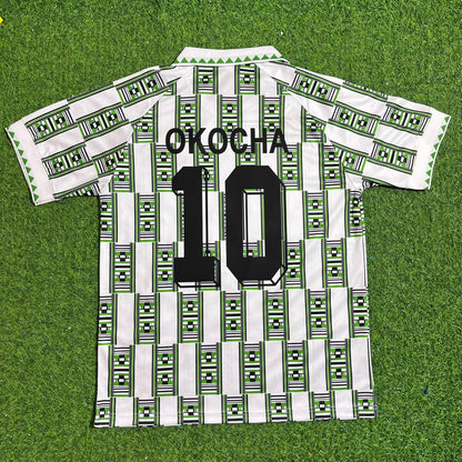 Jay-Jay Okocha Nigeria 1994 Season Away White Retro Football Jersey