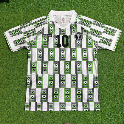 Jay-Jay Okocha Nigeria 1994 Season Away White Retro Football Jersey