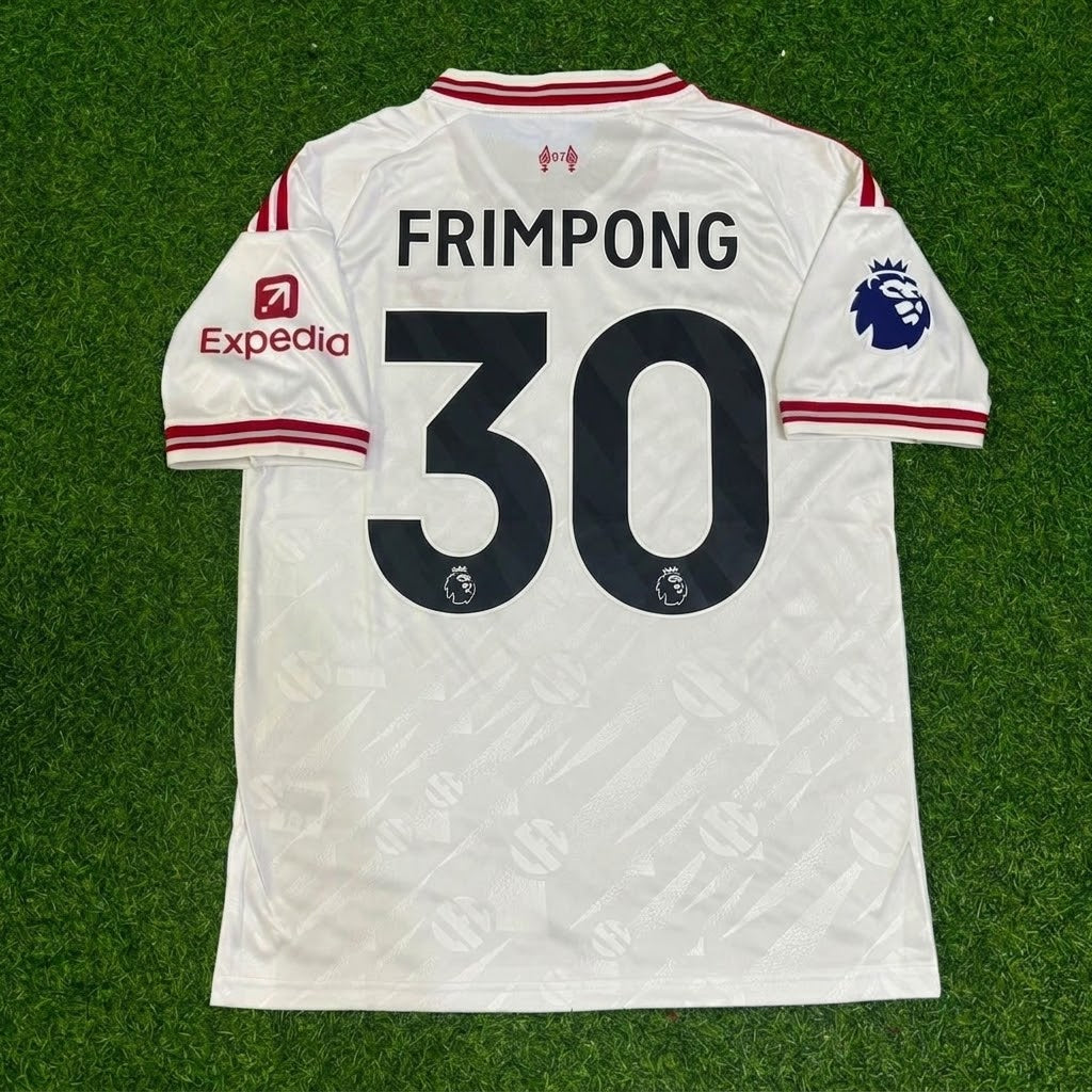 Jeremie Frimpong #30 Liverpool 2027 White Away Football Jersey