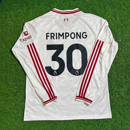 Jeremy Frimpong #30 Liverpool 2027 Long Sleeve Away White Football Jersey