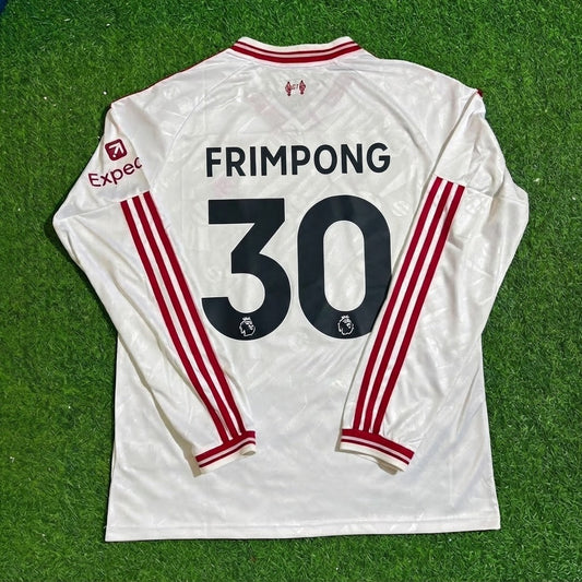 Jeremy Frimpong #30 Liverpool 2027 Long Sleeve Away White Football Jersey