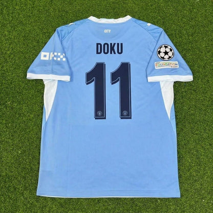Jeremy Doku #11 Manchester City 2026-27 Home Champions League Patch Football Jersey