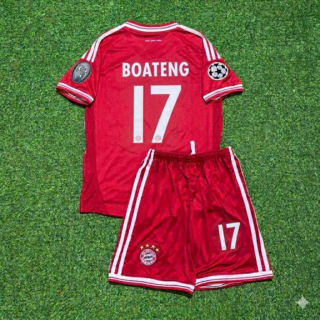 Jérôme Boateng #17 Bayern Munich 2013 Champions League Final Kids Retro Kit Jersey