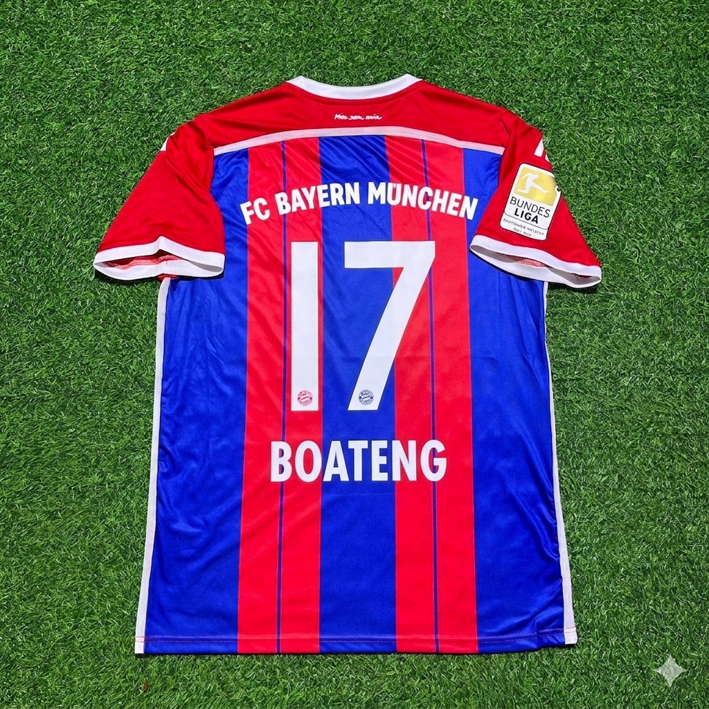 Jérôme Boateng #17 Bayern Munich 2014 2015 Home Retro Patch Football Jersey
