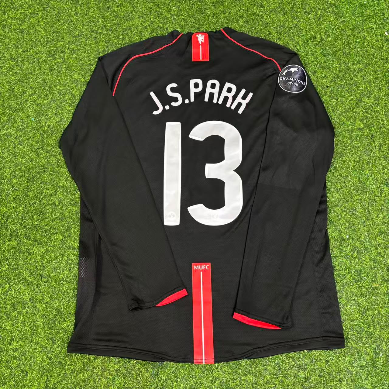 Ji-sung Park Manchester United 2007/2008 Champions League Patch Black Retro Football Jersey Collection
