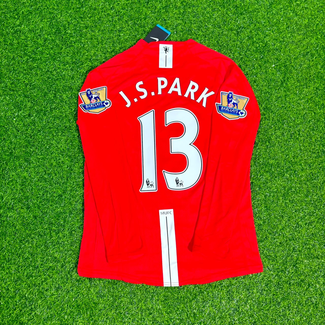 Ji-Sung Park Manchester United 2007/2008 EPL Patch Retro Long Sleeve Football Jersey Kit