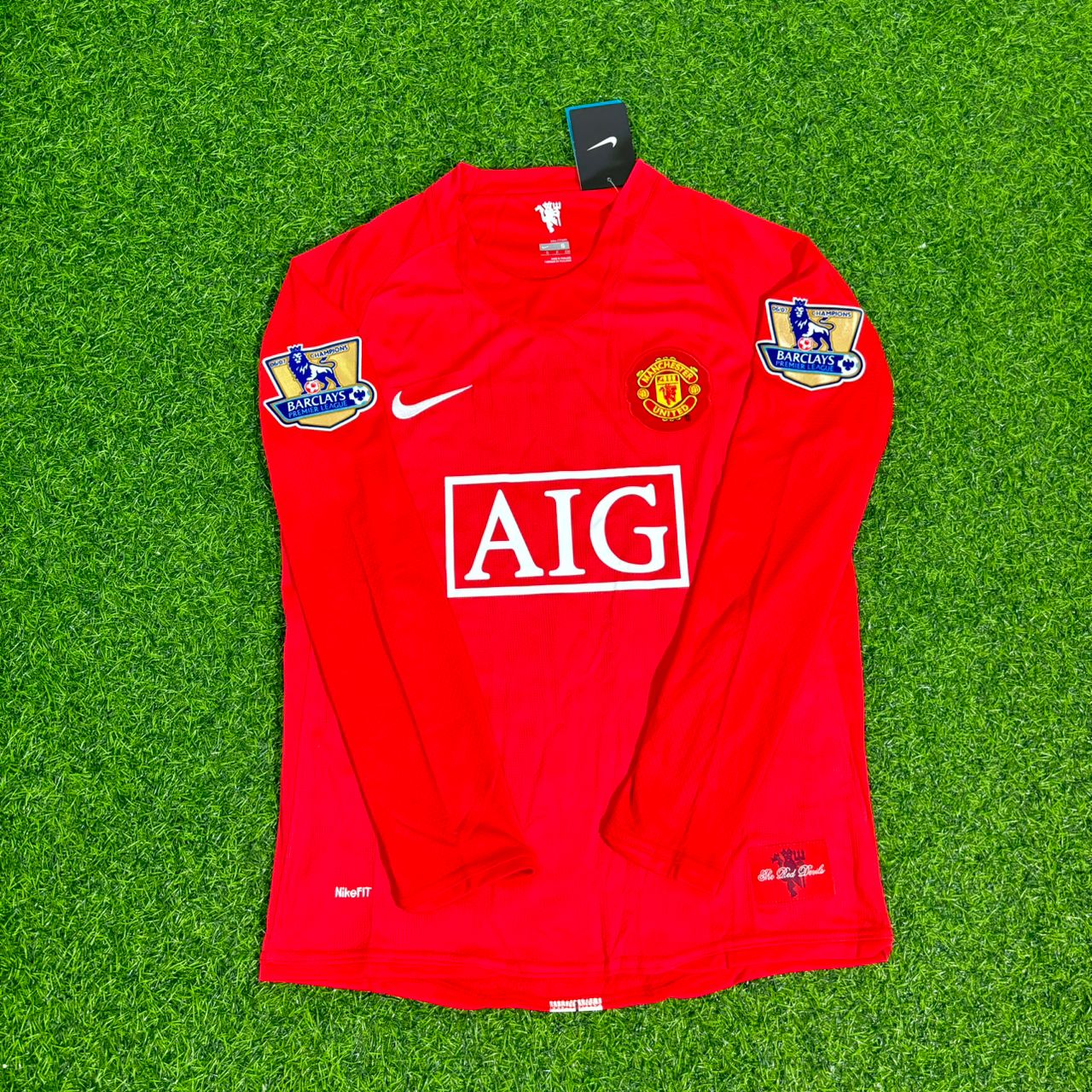 Ji-Sung Park Manchester United 2007/2008 EPL Patch Retro Long Sleeve Football Jersey Kit