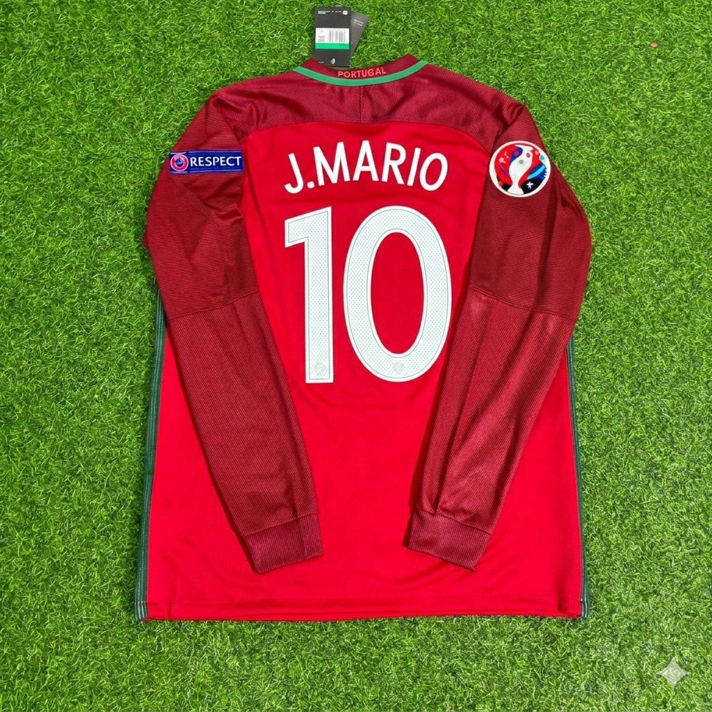 Portugal EURO 2016 João Mário 10- Final Long Sleeve Retro Football Jersey