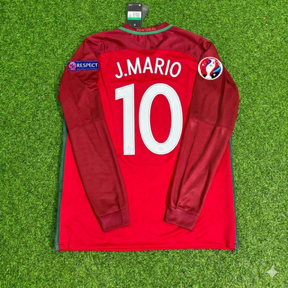 Portugal EURO 2016 João Mário 10- Final Long Sleeve Retro Football Jersey