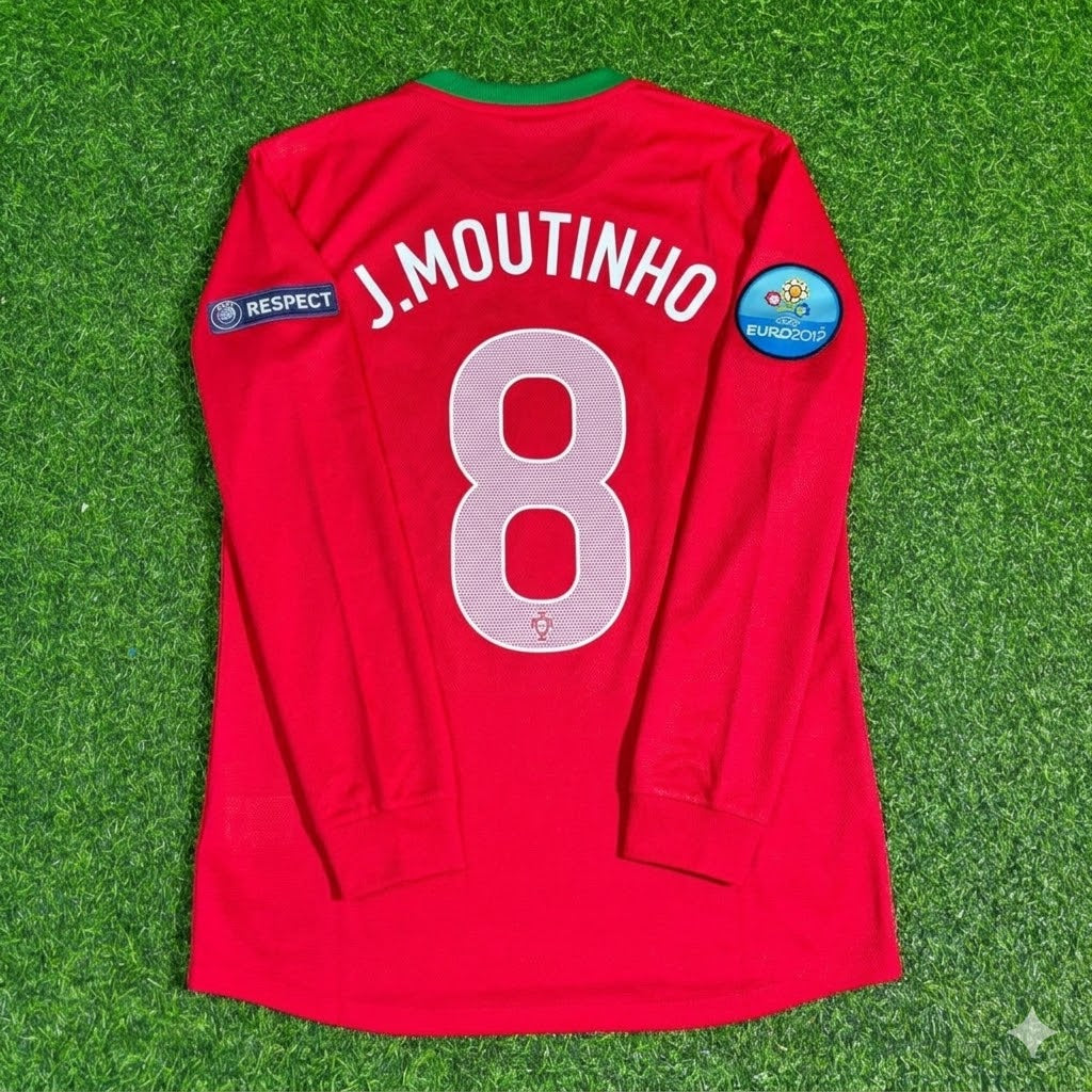 Portugal EURO 2012 João Moutinho #8 Long Sleeve Retro Football Jersey