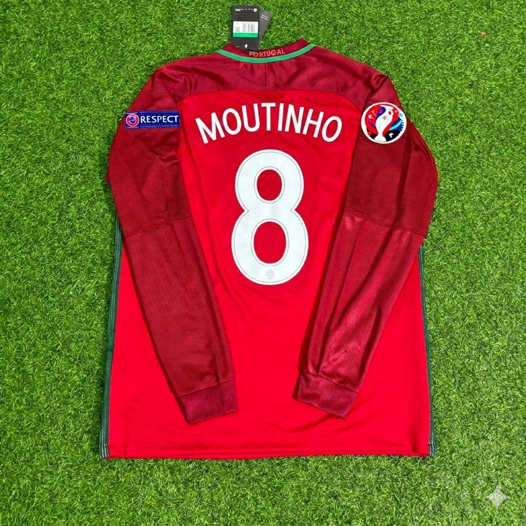 Portugal EURO 2016 João Moutinho 8- Final Long Sleeve Retro Football Jersey