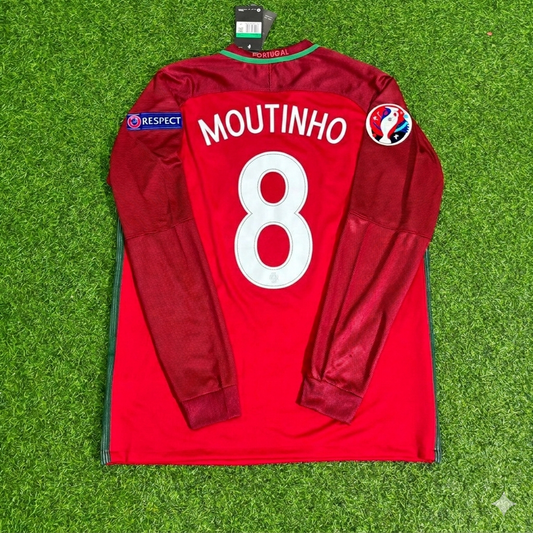 Portugal EURO 2016 João Moutinho 8- Final Long Sleeve Retro Football Jersey