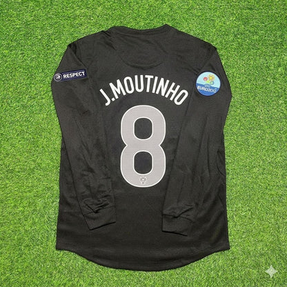 Portugal EURO 2012 Joao Moutinho #8 Away Black Long Sleeve Retro Football Jersey