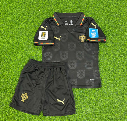 Portugal World Cup 2026 Bruno Fernandes Black Kids Football Jersey