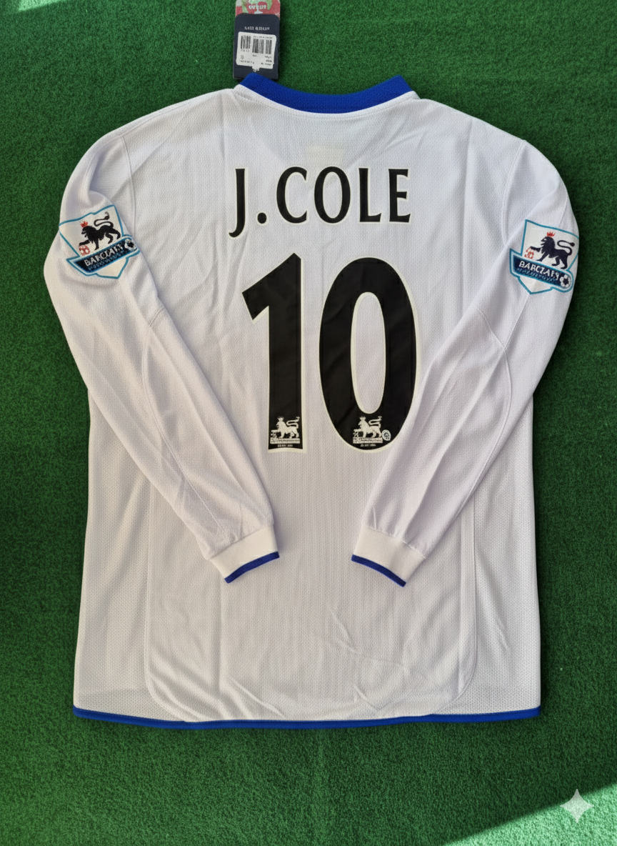 Joe Cole 10 Chelsea Away 2004 Retro White Long Sleeve Football Jersey Kit