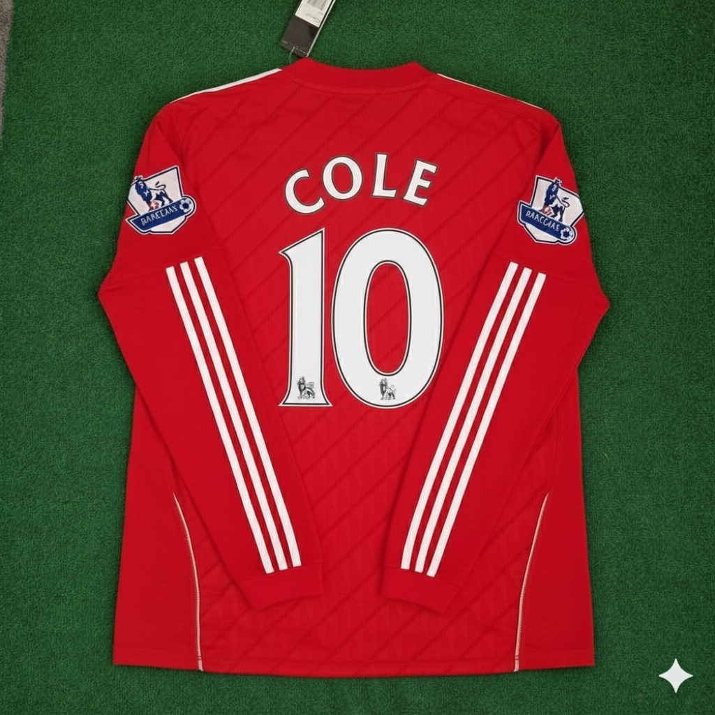 Joe Cole Liverpool 2010 2012 Season Long Sleeves Red Retro Football Jersey