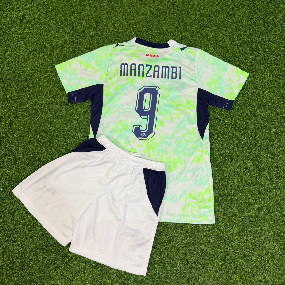 Johan Manzambi #9 Switzerland 2026 World Cup Away Kids Football Jersey