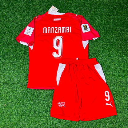 Switzerland World Cup 2026 Johan Manzambi #9 Children Football Jersey