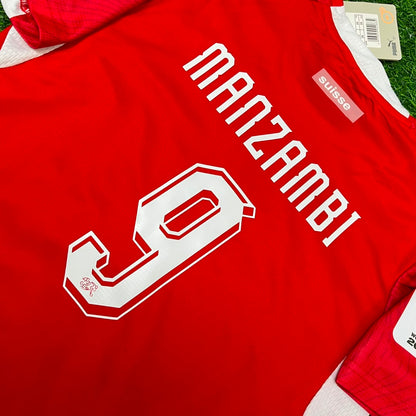 Switzerland World Cup 2026 Johan Manzambi #9 Children Football Jersey