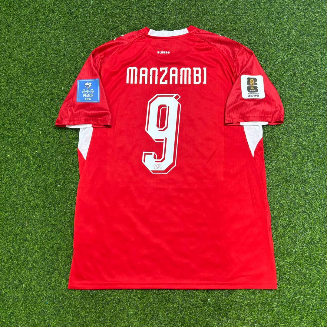Switzerland World Cup 2026 Johan Manzambi #9 Children Football Jersey