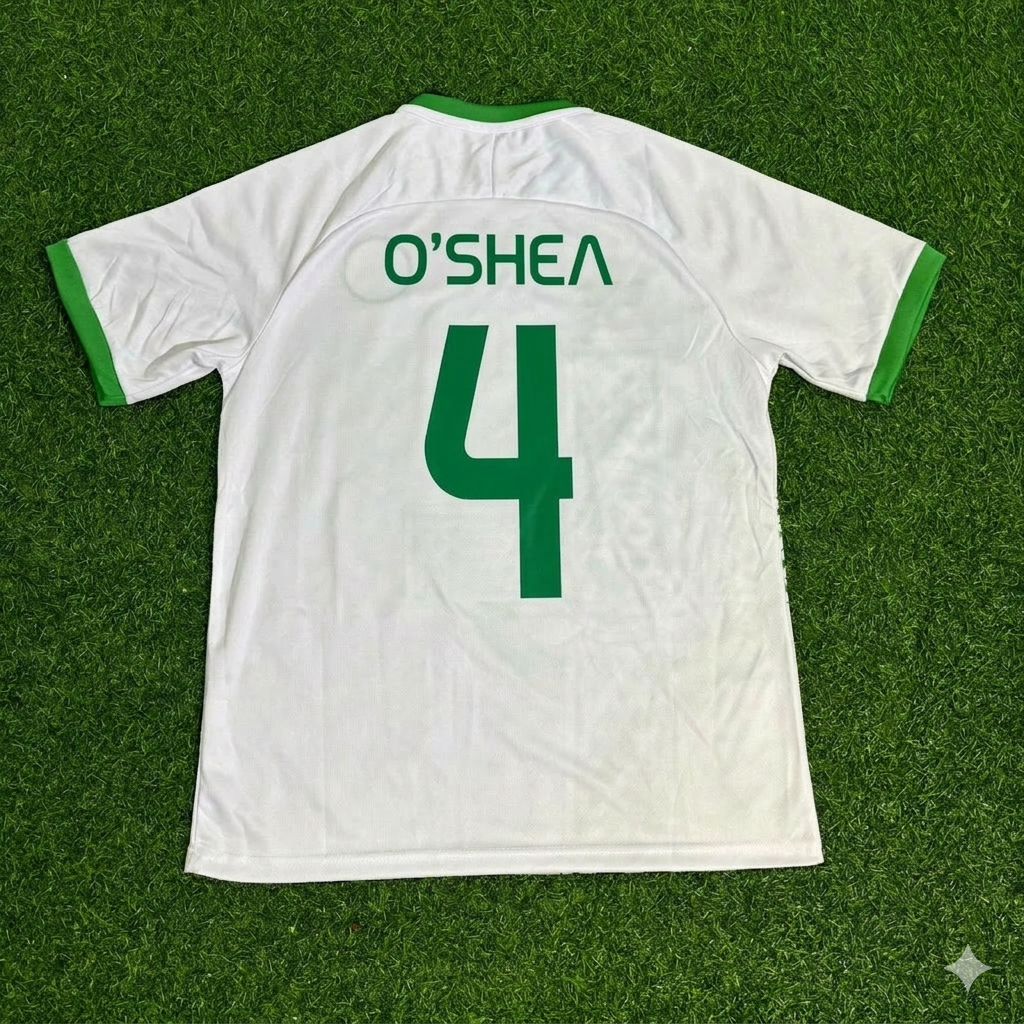 John O'Shea 4- Ireland Vintage Special Edition White Football Jersey Collection