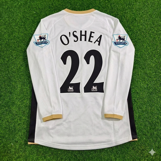 John O'Shea #22 Manchester United 2006-2007 White Retro Long Sleeve Football Jersey Kit