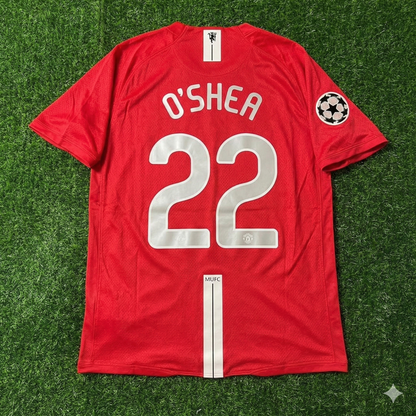John O'Shea Manchester United Champions League Final Moscow 2008 Retro Red Football Shirt Jersey