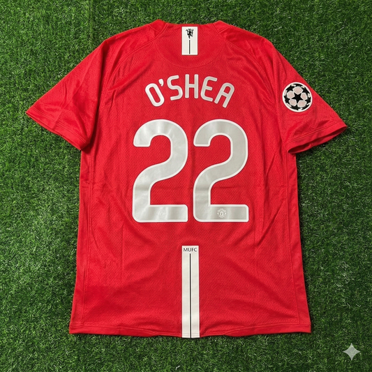 John O'Shea Manchester United Champions League Final Moscow 2008 Retro Red Football Shirt Jersey