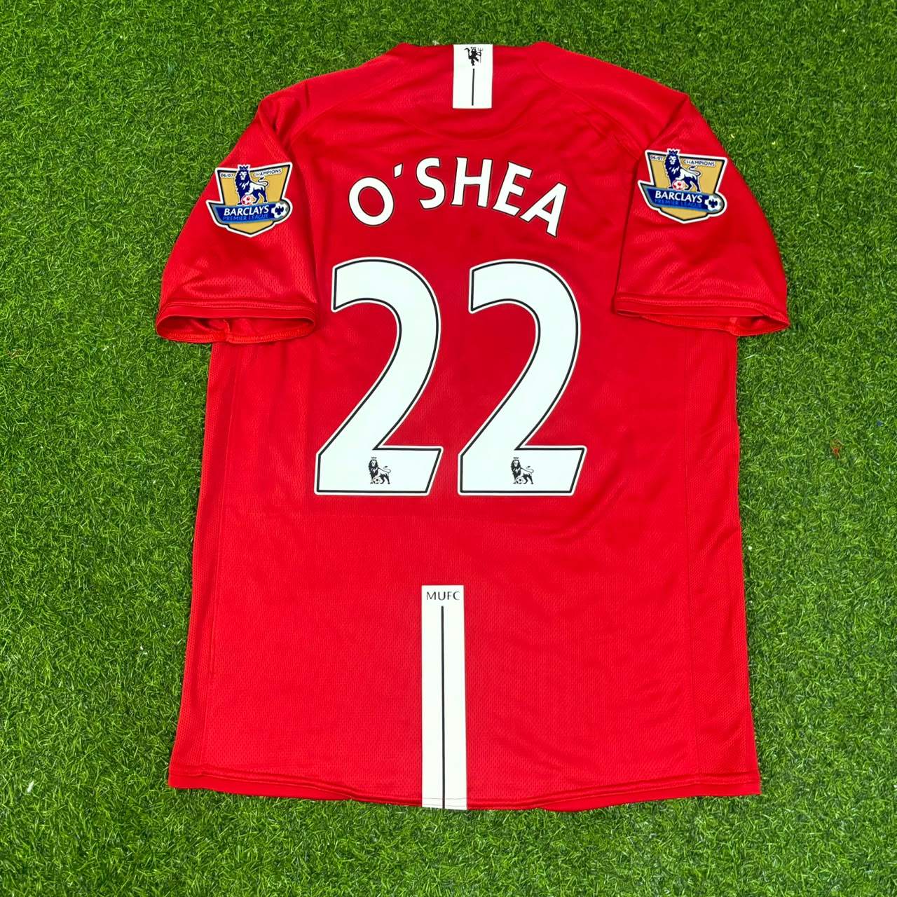 John O'Shea Manchester United 2007 2008 EPL Retro Red Football Jersey