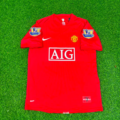 John O'Shea Manchester United 2007 2008 EPL Retro Red Football Jersey