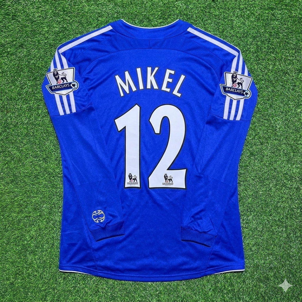 John Obi Mikel #12 Chelsea 2006-2008 Long Sleeve EPL Patch Football Jersey Kit