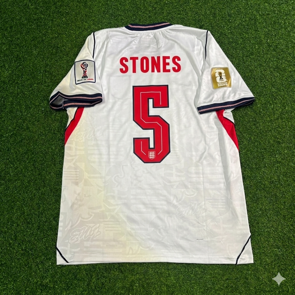 John Stones #5 England 2026 World Cup Home White Football Jersey