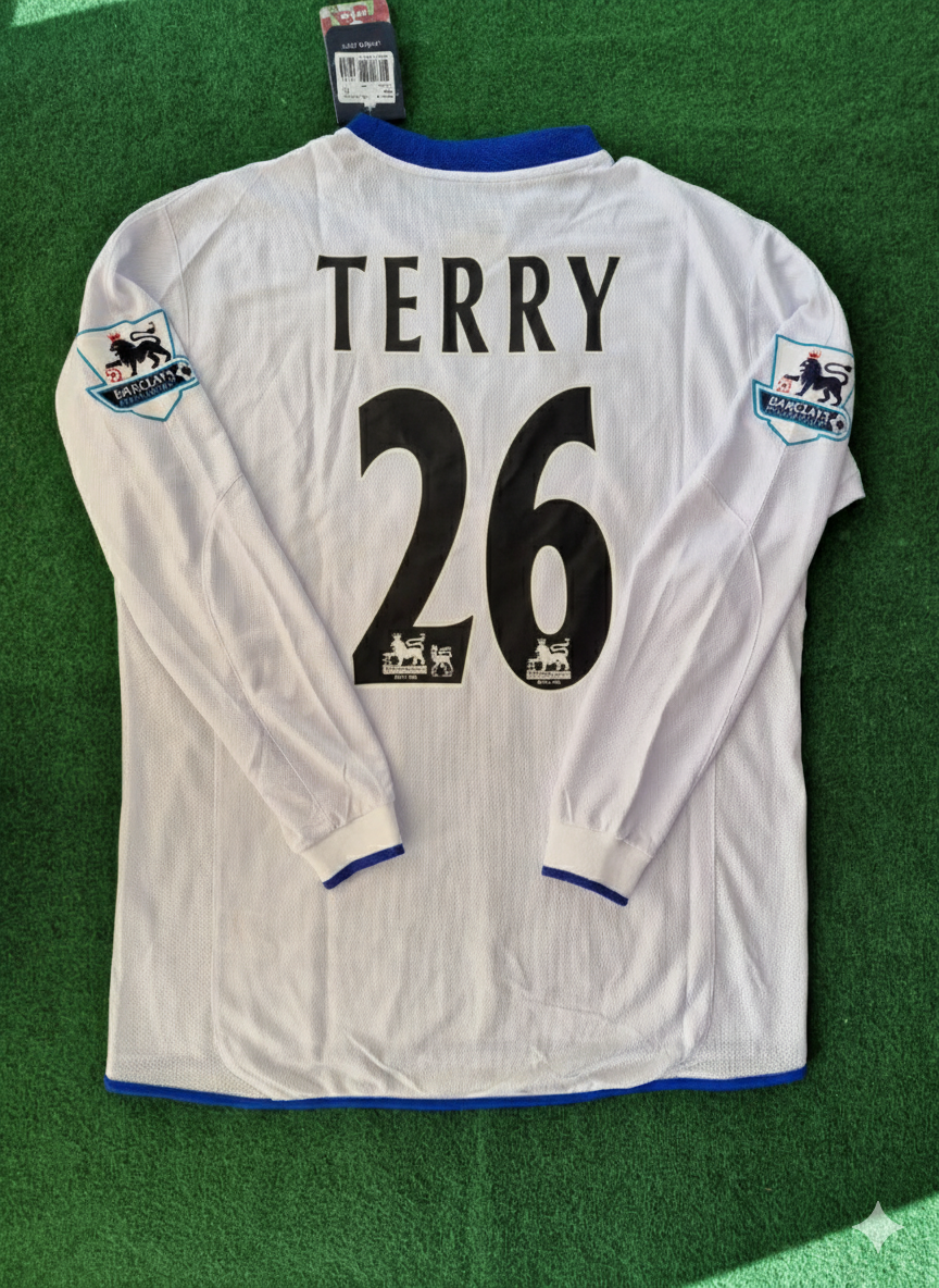 John Terry 26 Chelsea Away 2004 Retro White Long Sleeve Football Jersey Kit