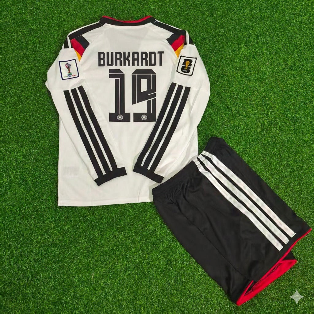 Germany 2026 Jonathan Burkardt #19 Kids Long Sleeve Home Soccer Kit Football Jersey