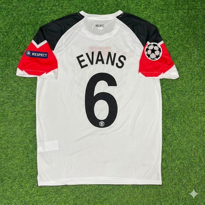 Jonny Evans #6 Manchester United 2011 Champions League Final White Football Jersey Kit
