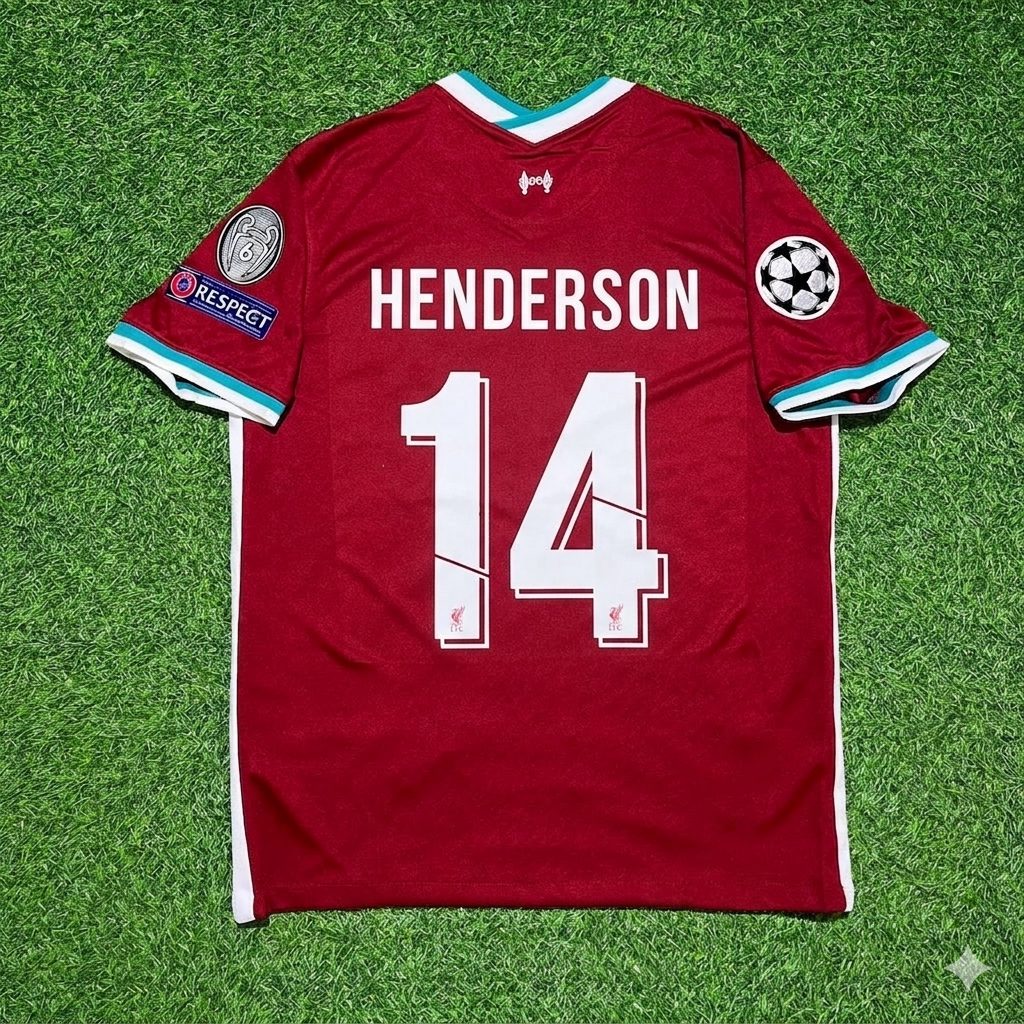 Jordan Henderson 14# Liverpool 2019 2020 Home Retro Football Jersey Kit